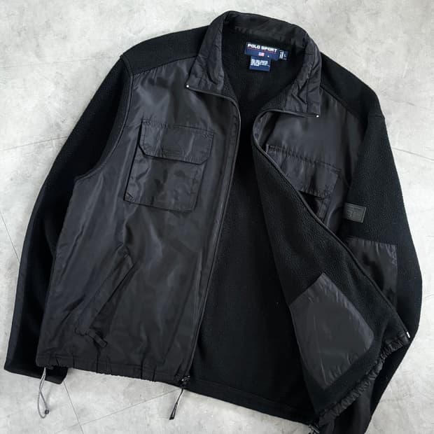 Polo 폴로 스포츠 블랙컬러 투포켓 나일론 플리스 자켓 