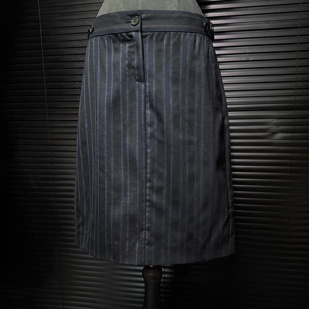 띠어리 울 모 스트라이프 남색 네이비 차콜 블랙 검정 오피스 치마 스커트