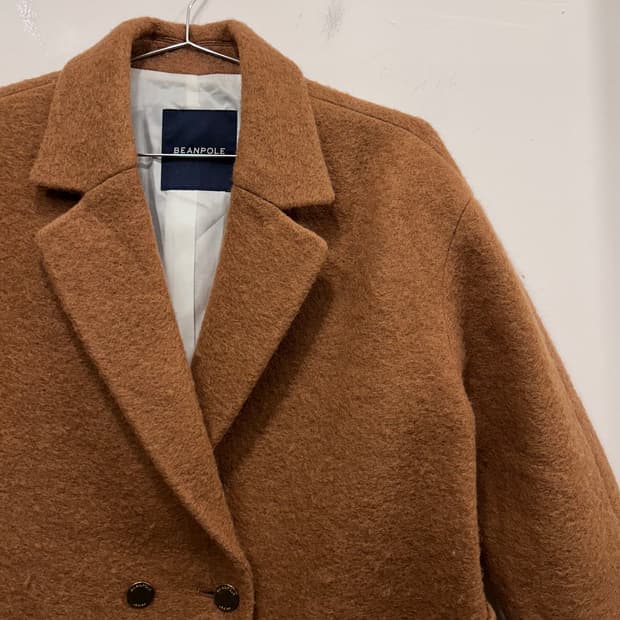 빈폴 울모직 더블 원버튼 카라 코트