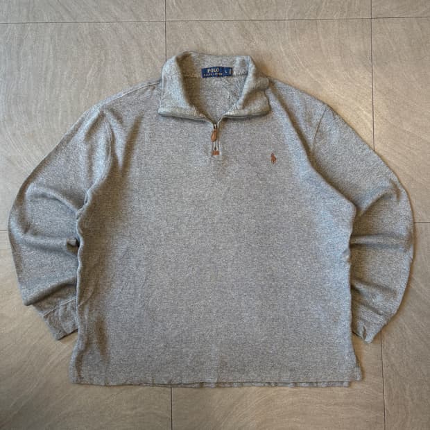 폴로 정품 그레이 반집업 니트