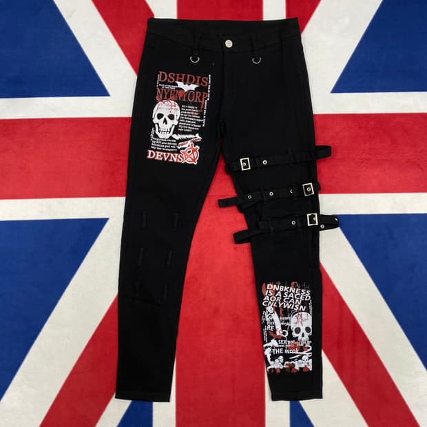 빈티지 스컬 펑크 팬츠 실측 32