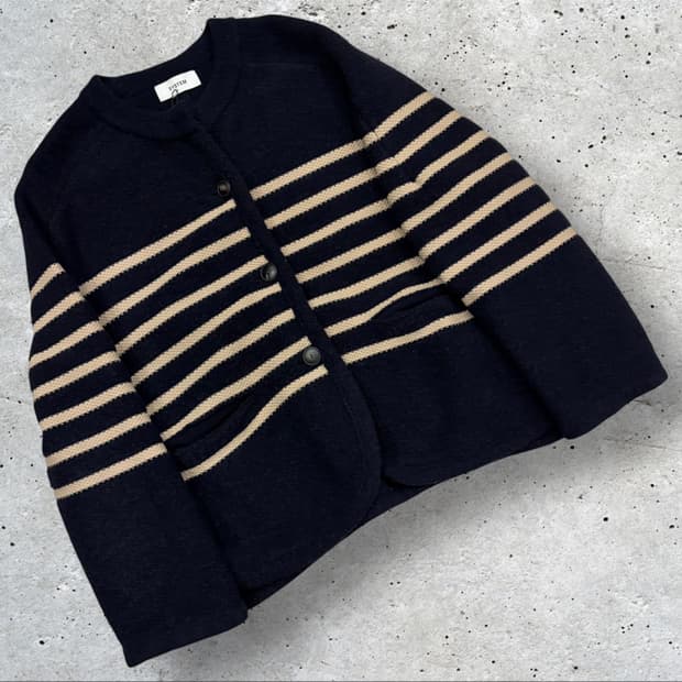 [90] SYSTEM 스트라이프 울 니트 가디건 D70
