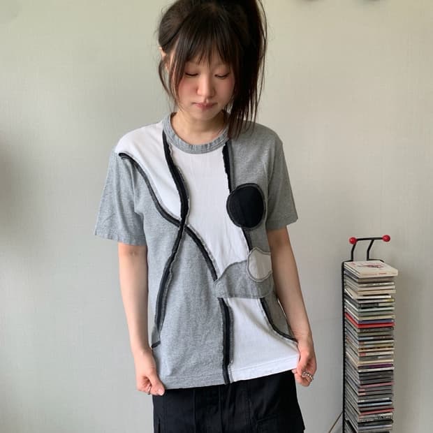 comme des garcons, patchwork top