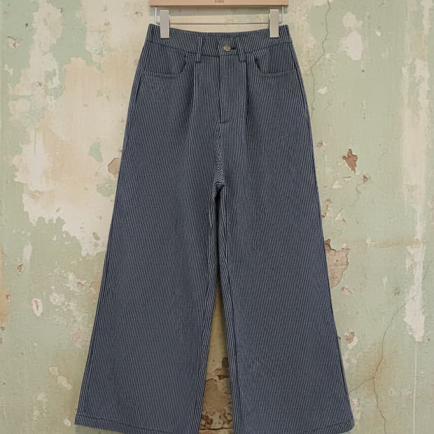 히코리 스트라이프 와이드 팬츠 Free