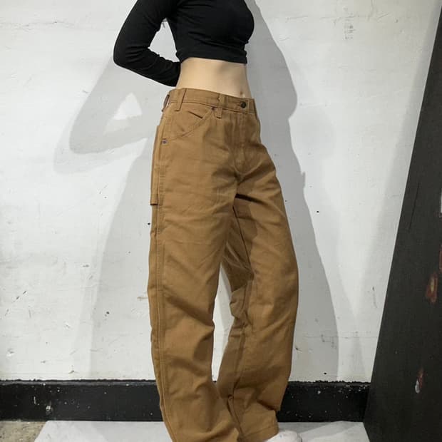 디키즈 베이지 캔버스 된장 카펜터 워크 와이드 데님 팬츠 32