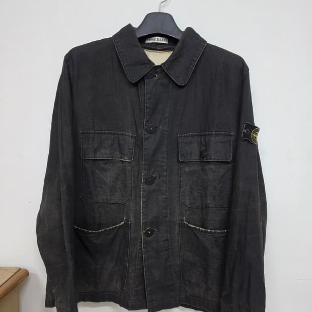 99SS 스톤 아일랜드 그린 엣지 왁스 코튼 재킷