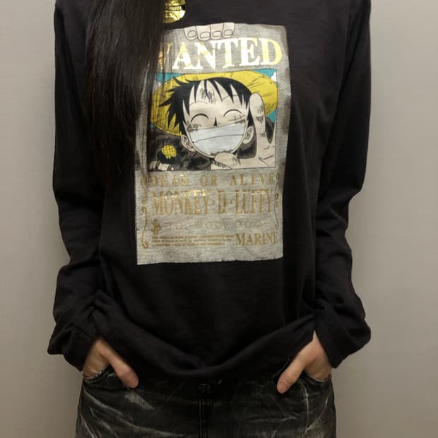 빈티지 원피스 루피 프린팅 롱 슬리브