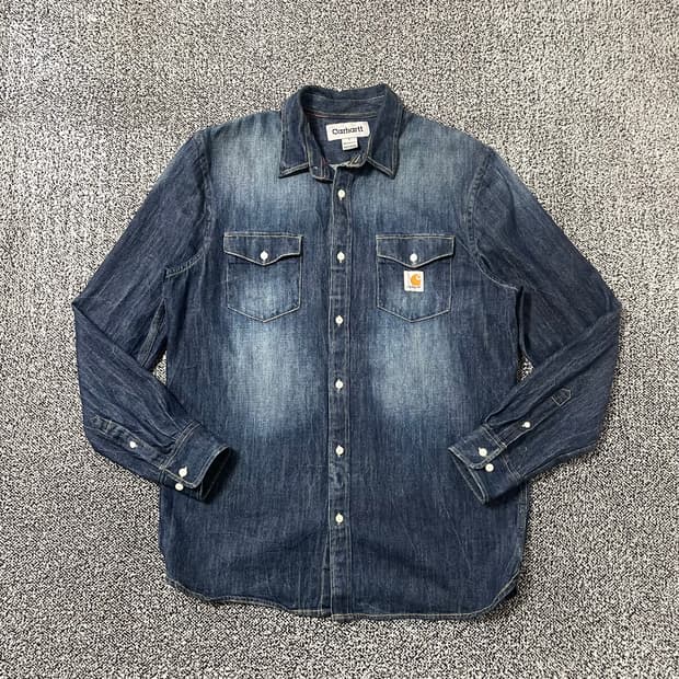 빈티지9. 착샷0 칼하트 몬타나 릴렉스 핏 프론트 남방 데님 셔츠 청자켓
