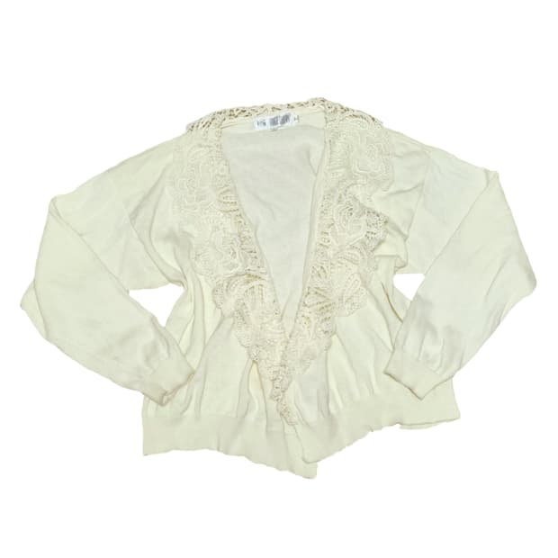 빈티지 크로쉐 레이스 가디건 아이보리 크림 모리걸하구미페어리오리엔탈