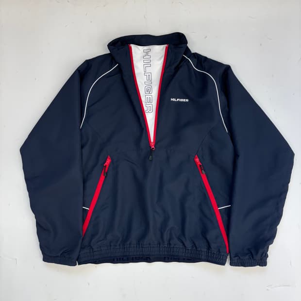 타미 힐피거 빈티지 배색 하프 집업 아노락