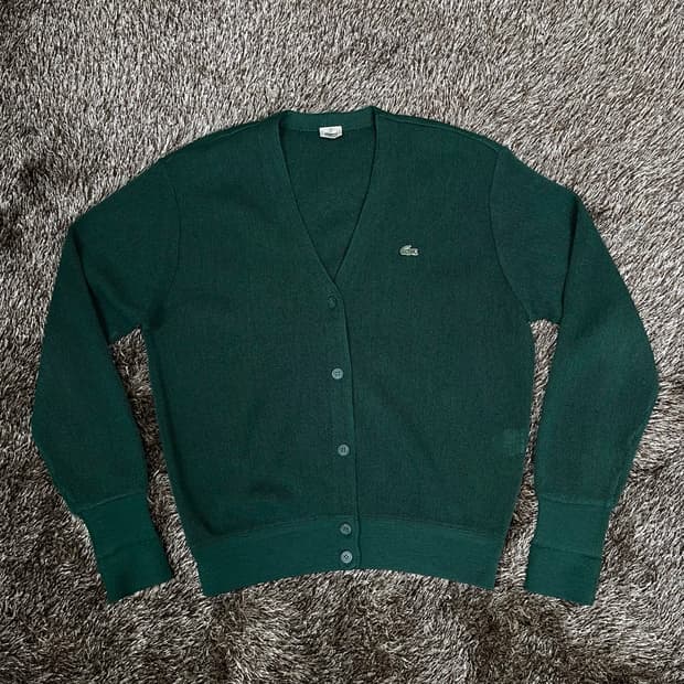라코스테 LACOSTE 그린 90s 서광 울 브이넥 가디건 95