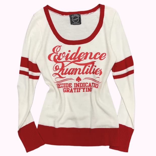 red point lettering knit