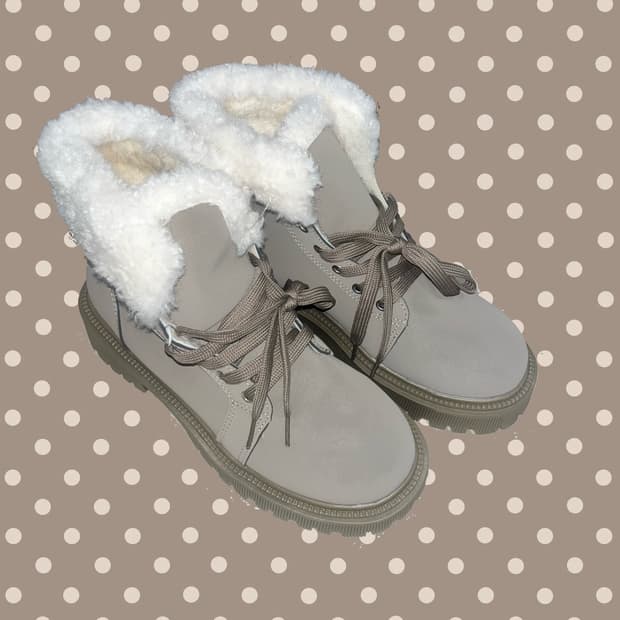 250 퍼 레이스업 앵클 부츠 갸루 달천깔 모리걸 라떼 새상품