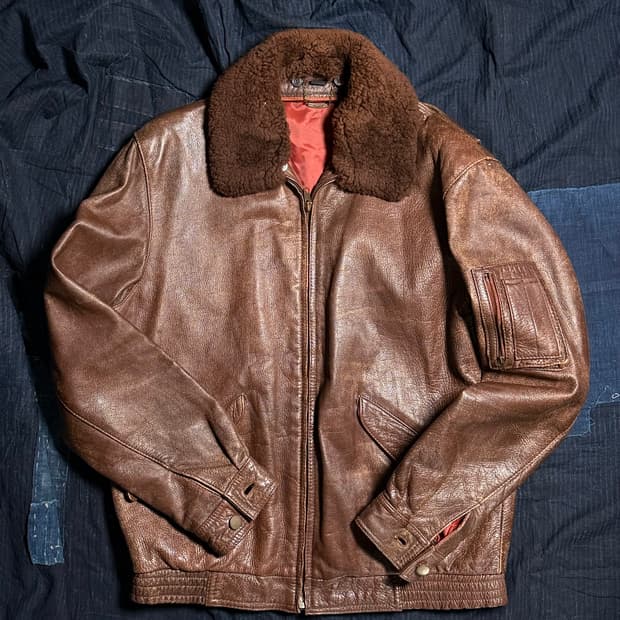 80‘s 로얄 레더 코트 by 코토누키 G-1 플라이트 자켓 L