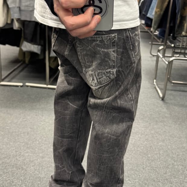 L)Japanese vintage 워싱 흑청 데님 팬츠