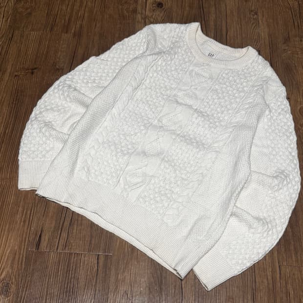 [M] GAP 갭 케이블 화이트 니트 스웨터