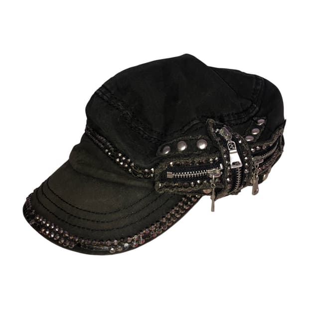 y2k black detail cap