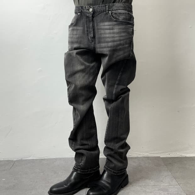 EVISU Black Faded Seagull Graphic Denim 
