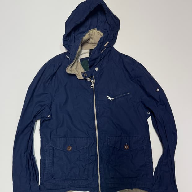 여성 헨리코튼 클래식 면 후드 자켓 네이비