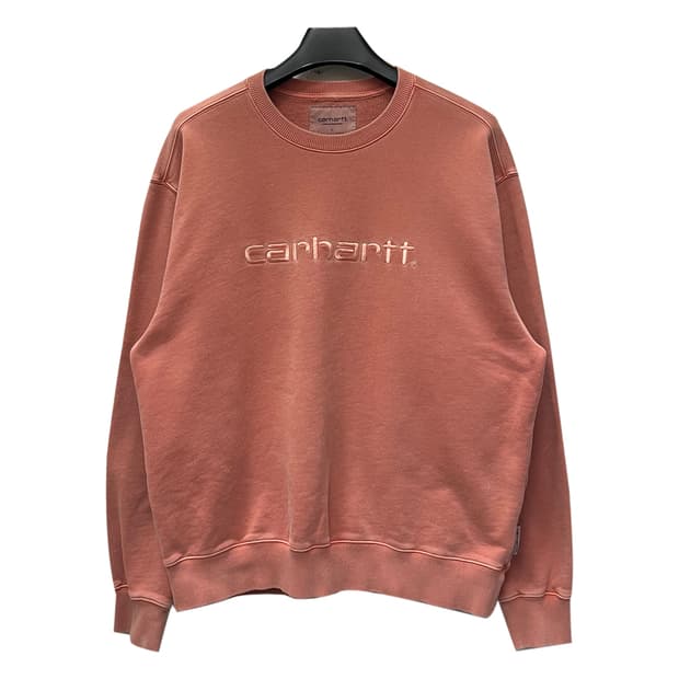 칼하트 WIP 더스티 로즈 로고 스웻 맨투맨 L