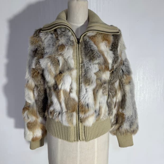 빈티지 래빗퍼 하이넥 니트집업 y2k goa