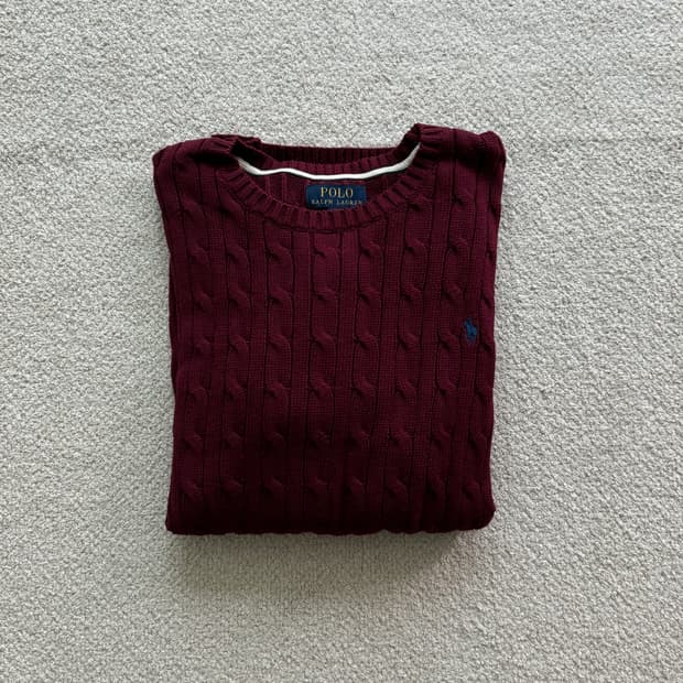 (새상품/정품) 폴로랄프로렌 보이즈 케이블니트 버건디