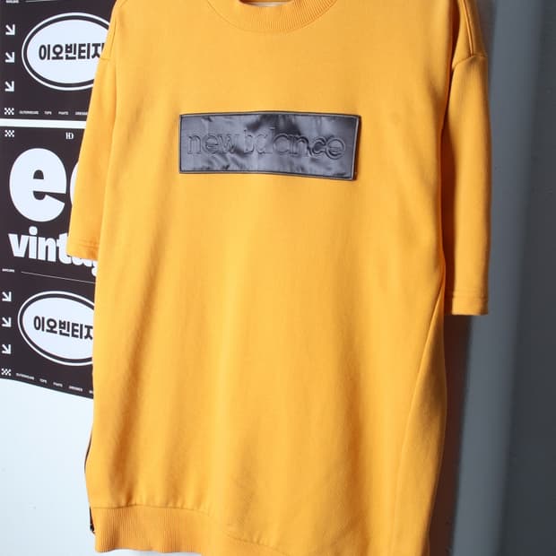 (L-XL) 뉴발란스 반팔 티셔츠 오버핏 빅로고 노랑 스웻-H35099