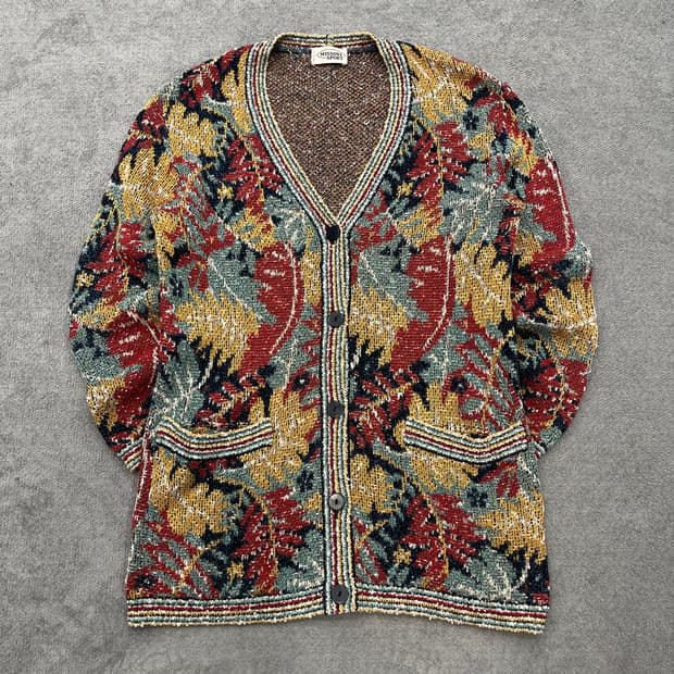 40 미쏘니 멀티컬러 패던 가디건 실측95