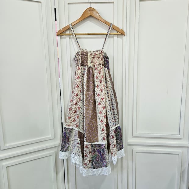 플라워 패치워크 레이스원피스