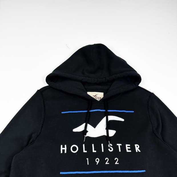 홀리스터 시그니처 로고 자수 블랙 후드티 (M)