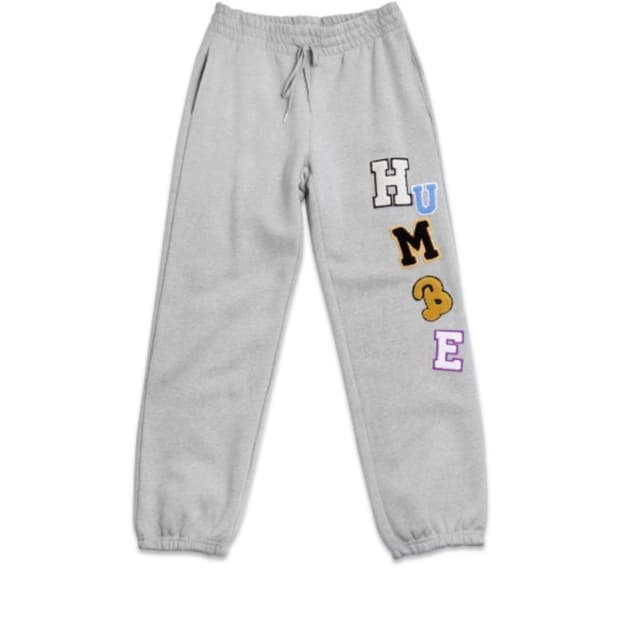 아임낫휴먼비잉 LOGOED PATCHWORK SWEAT PANTS 그레이