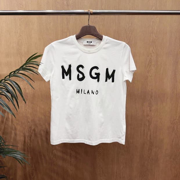 MSGM 밀라노 로고 프린팅 코튼 라운드넥 반팔 티셔츠 화이트