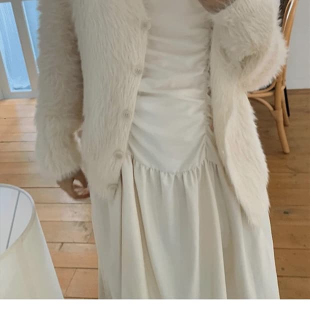 퍼 가디건 (white)