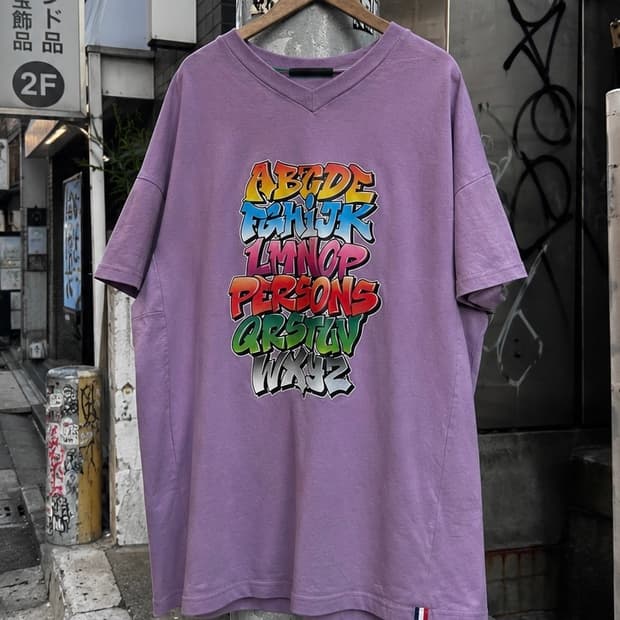 2000s Jpn 일본 빈티지 그래피티 레터링 프린팅 반팔 티셔츠