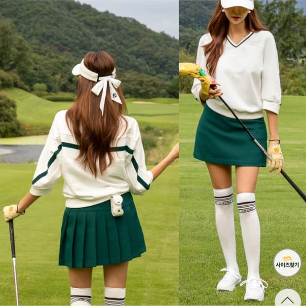 퀸골프 V넥 배색라인 골프티