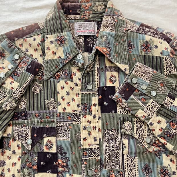 70s H bar C 빈티지 코듀로이 웨스턴 셔츠