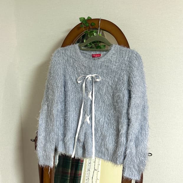 리본 앙고라 니트