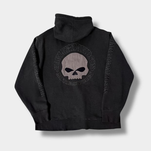 할리데이비슨 00‘s 오버핏 스컬헤드 스웻 후드집업