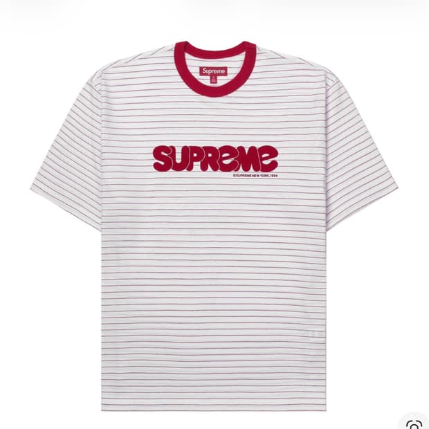 새제품) L사이즈 슈프림 버블 스트라이프 티셔츠 화이트 