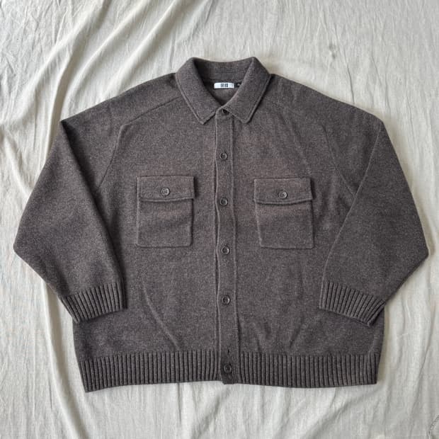 유니클로U 커피브라운 램스울 니트 자켓 4XL