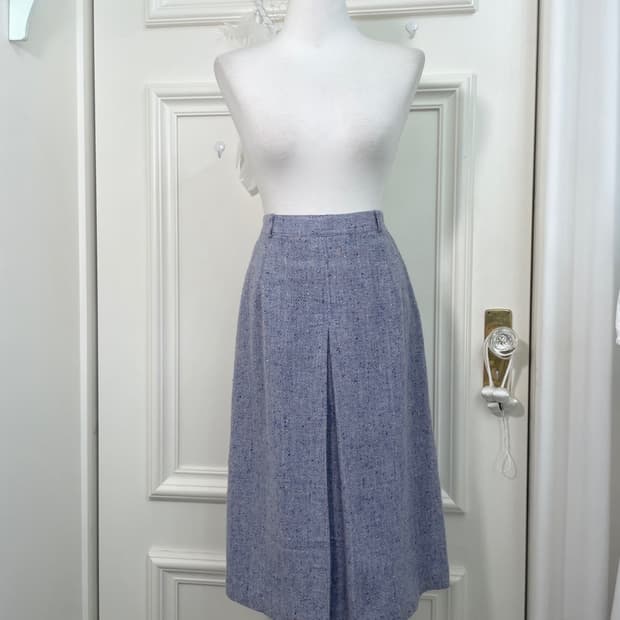 blueberry tweed wool pleats skirt