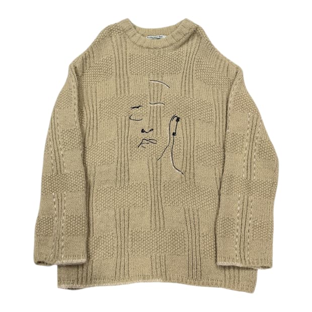 앤더슨벨 오버사이즈 엠보더리 스웨터 니트 베이지 M