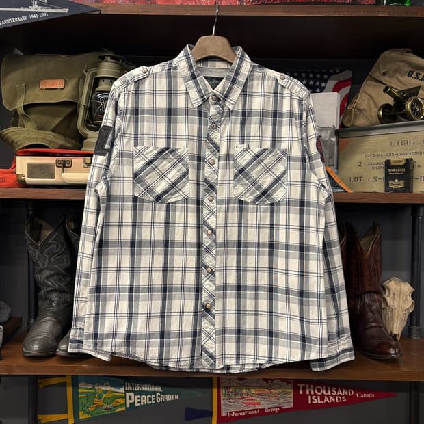 00s 할리데이비슨 시그니처 #1 패치 타탄체크 라이더 셔츠 N455