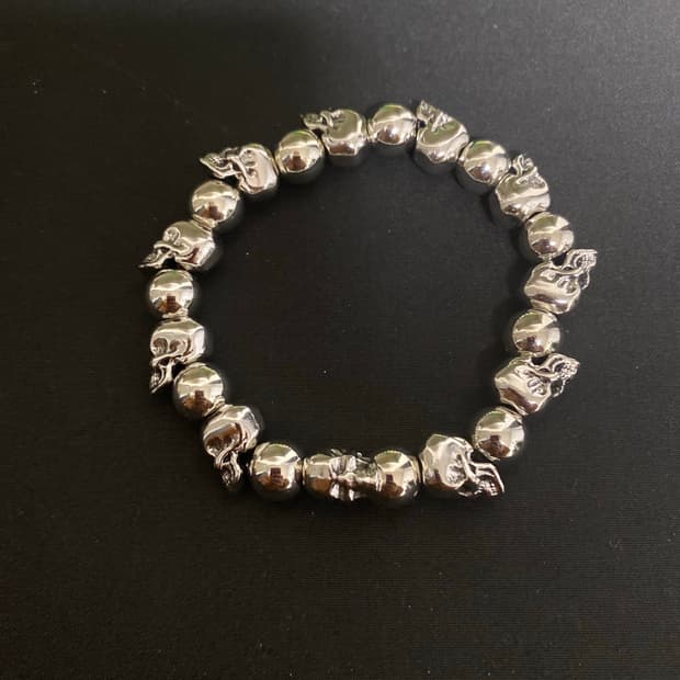 스컬 은볼 팔찌