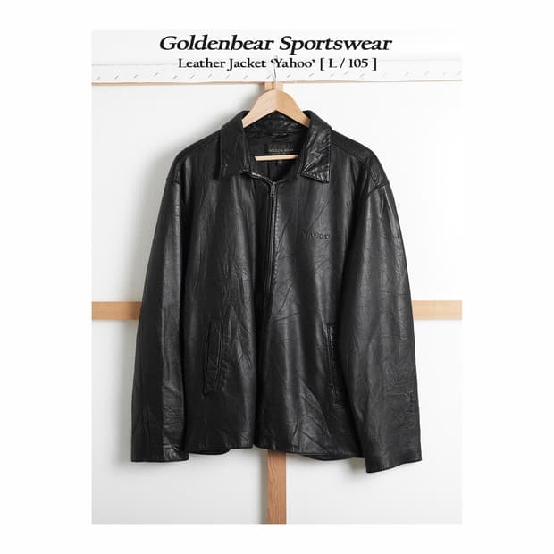 골든베어 야후(Yahoo)별주 블랙 레더 자켓 L(105)사이즈