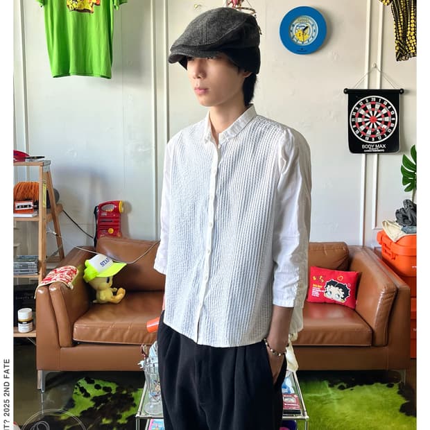 Yacco Maricard Pleats Stitch White Shirt