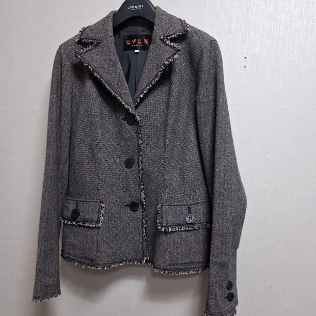 크리지아 여성 양모모직쟈켓 헤링본그레이체크 66