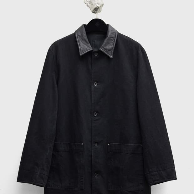 (구매) Youth 유스 레더 칼라 데님 하프 코트 M