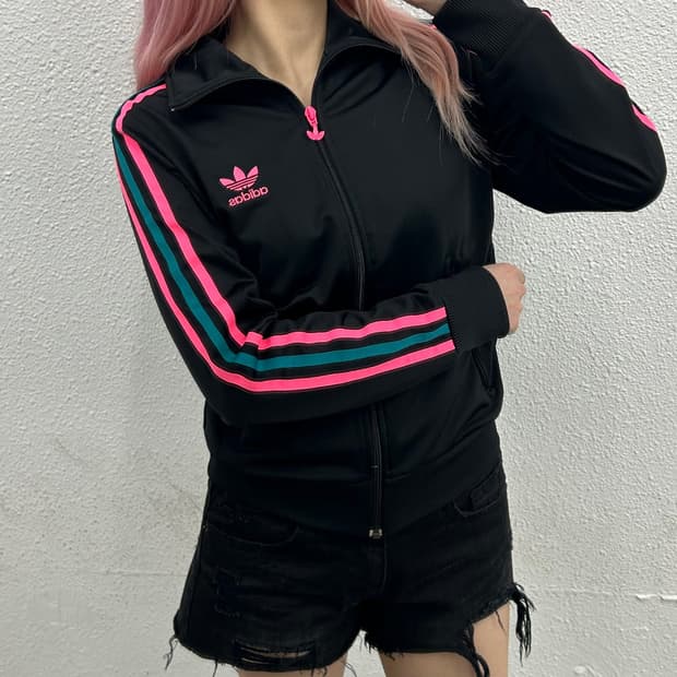 아디다스 여성 파이어버드 핑크라인 블랙 트랙탑 95