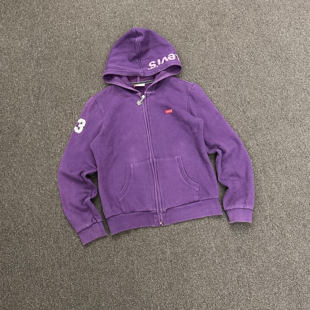 155)리바이스 빈티지 여성 크라운 큐빅 패치 퍼플 후드집업